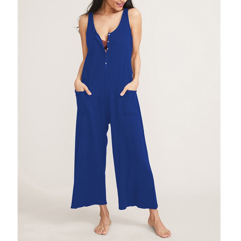 Mune's Cradle Button-Down Breastfeeding Jumpsuit with Strap Sleeves