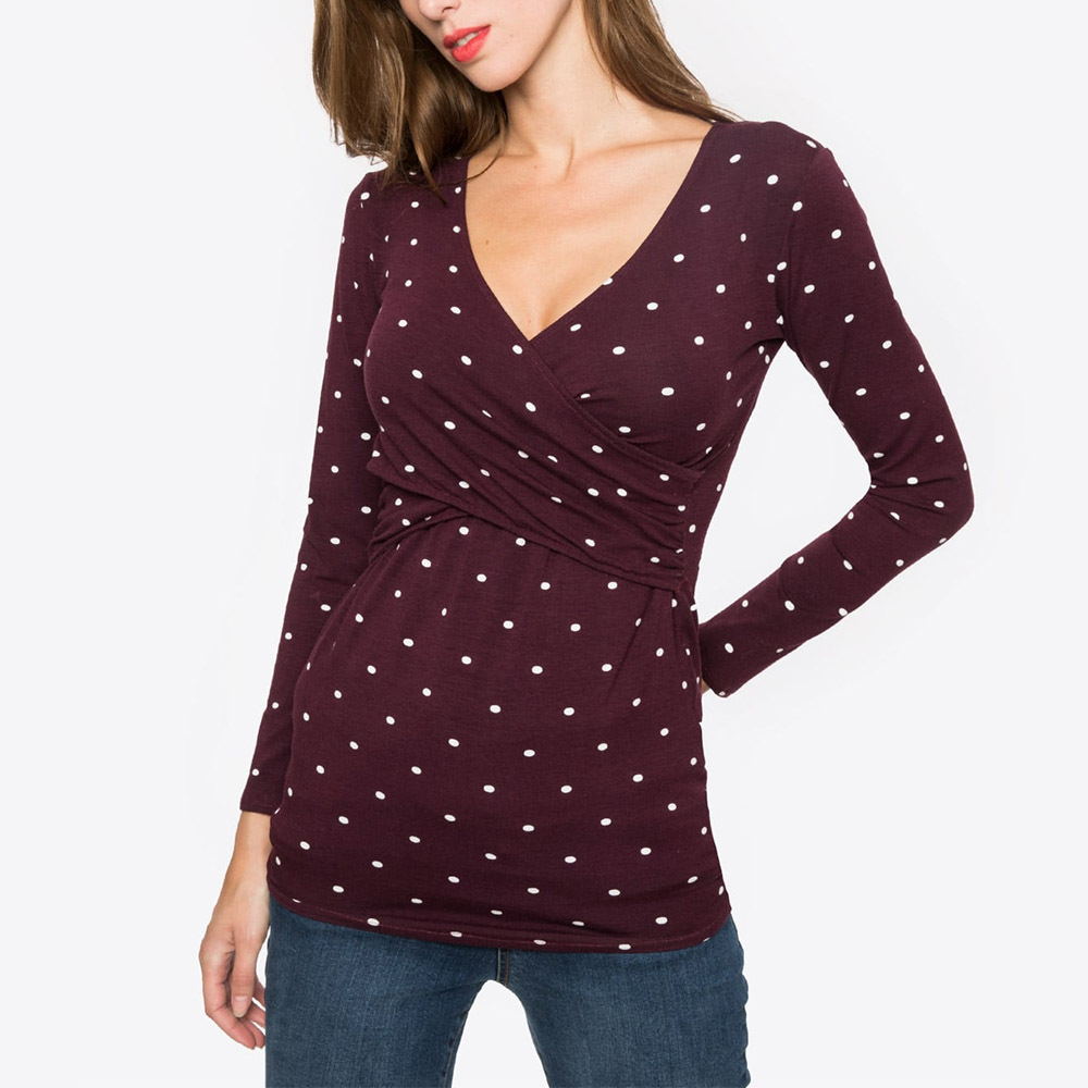Mune's Cradle Long Sleeve V-Neck Lift-Up Breastfeeding & Pregnancy Shirt