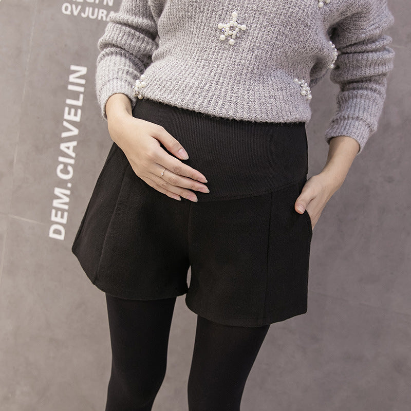Mune's Cradle High Rise Maternity Shorts with Soft Elastic Belly Band