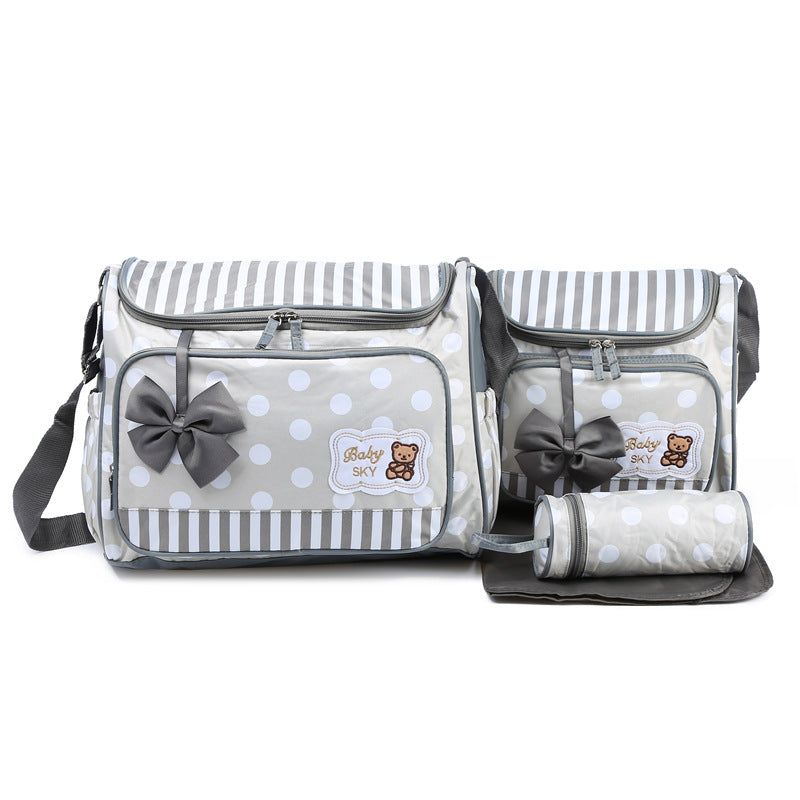 Mune's Cradle Stylish Nylon Diaper Bag – Bow & Polka Dot Design