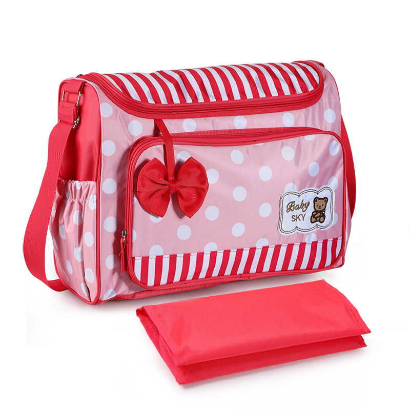 Mune's Cradle Stylish Nylon Diaper Bag – Bow & Polka Dot Design
