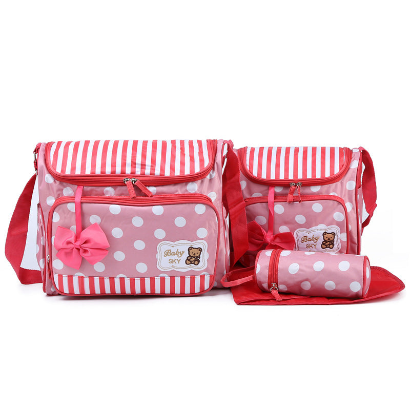Mune's Cradle Stylish Nylon Diaper Bag – Bow & Polka Dot Design