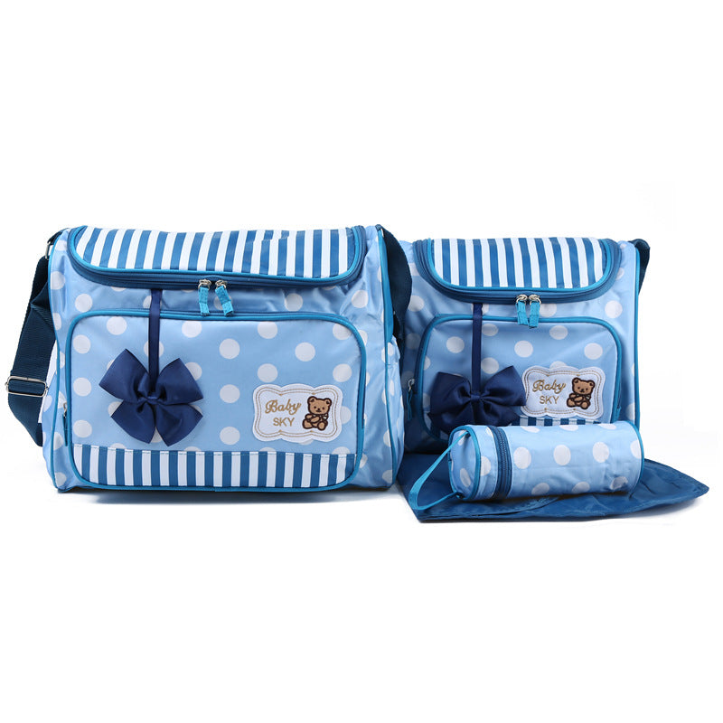 Mune's Cradle Stylish Nylon Diaper Bag – Bow & Polka Dot Design