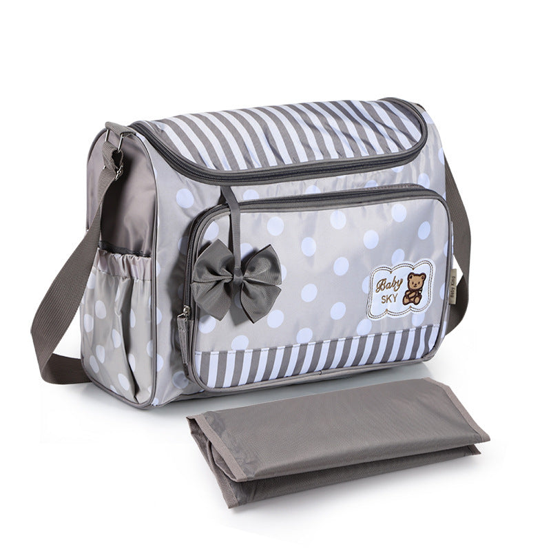 Mune's Cradle Stylish Nylon Diaper Bag – Bow & Polka Dot Design