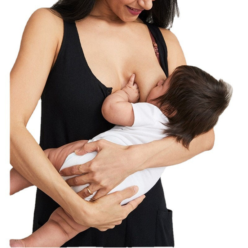 Mune's Cradle Button-Down Breastfeeding Jumpsuit with Strap Sleeves