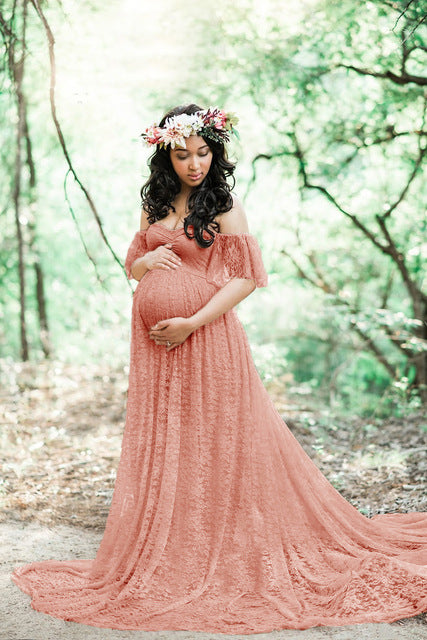 Mune's Cradle Lace Maternity Gown - Soft Flowy Pregnancy Dress