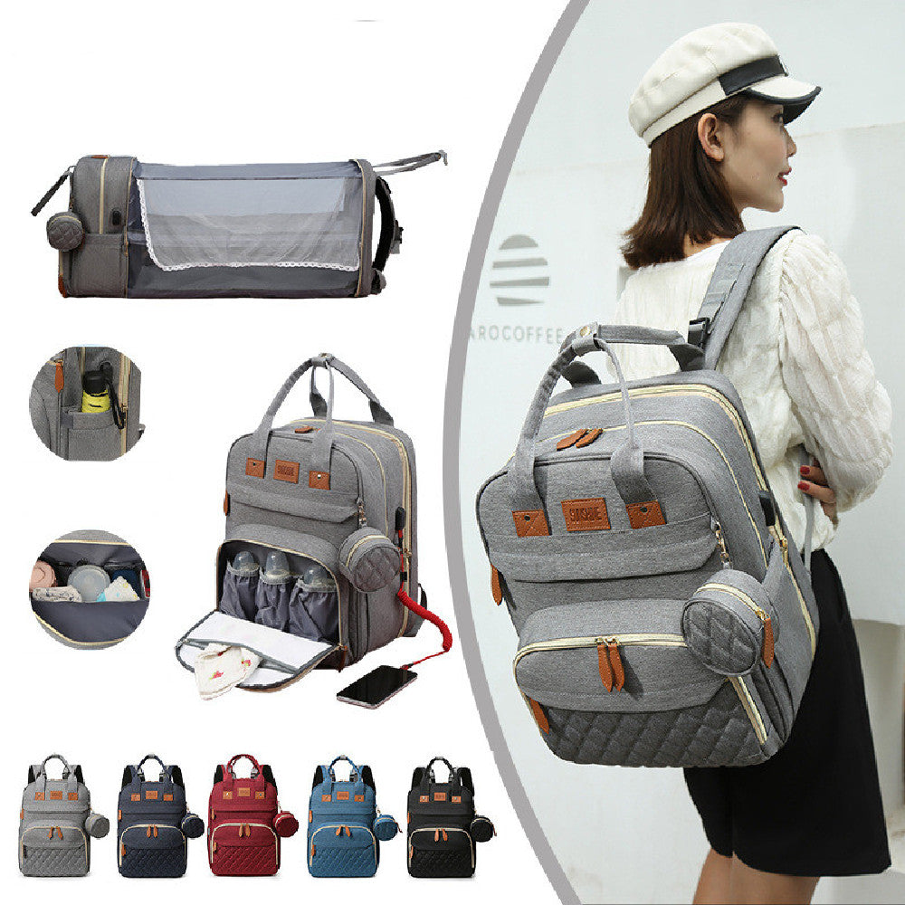 Mune's Cradle Backpack Diaper Bag with Changing Station & Phone Charging Port