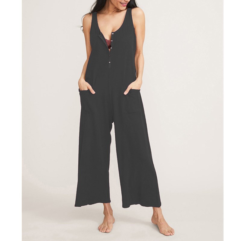 Mune's Cradle Button-Down Breastfeeding Jumpsuit with Strap Sleeves