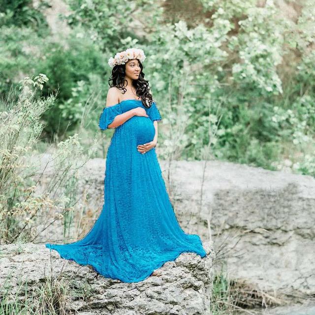 Mune's Cradle Lace Maternity Gown - Soft Flowy Pregnancy Dress