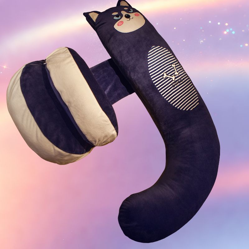 Mune's Cradle J-Shaped Pregnancy Pillow with Cute Animals - Soft Cotton Fill