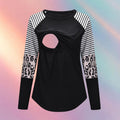 Mune's Cradle Long Sleeve Pull-Up Nursing Shirt - Leopard Print Sleeve Detail