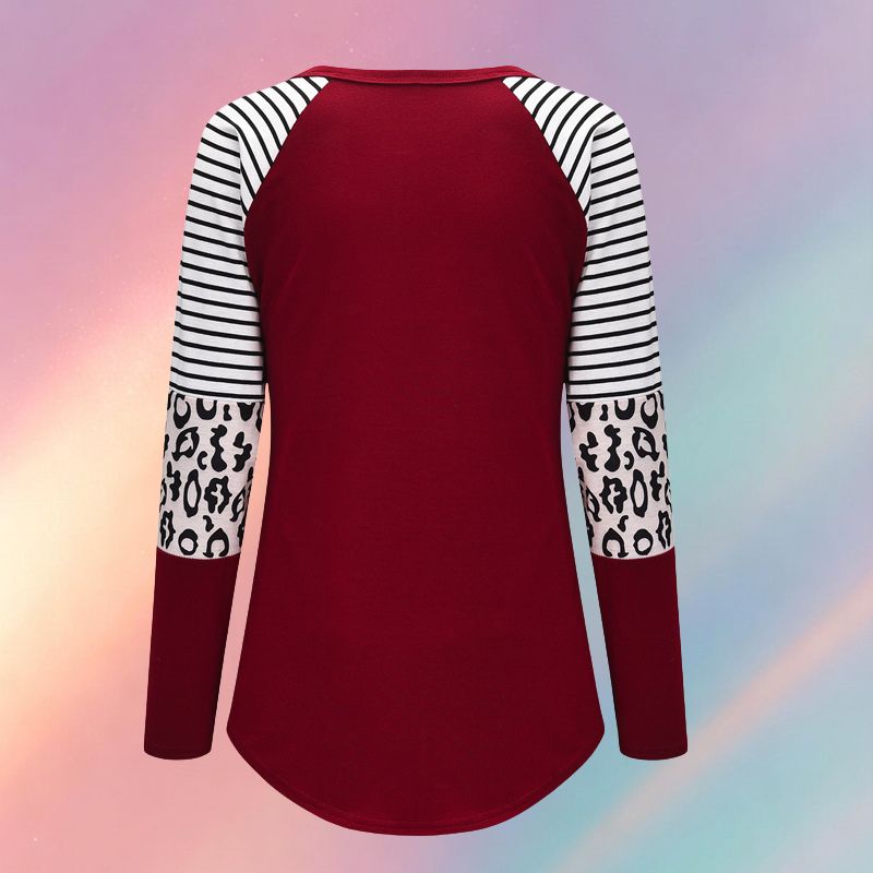 Mune's Cradle Long Sleeve Pull-Up Nursing Shirt - Leopard Print Sleeve Detail