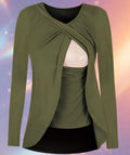 Mune's Cradle Long Sleeve Breastfeeding Blouse with Easy Flip Access - Soft Cotton