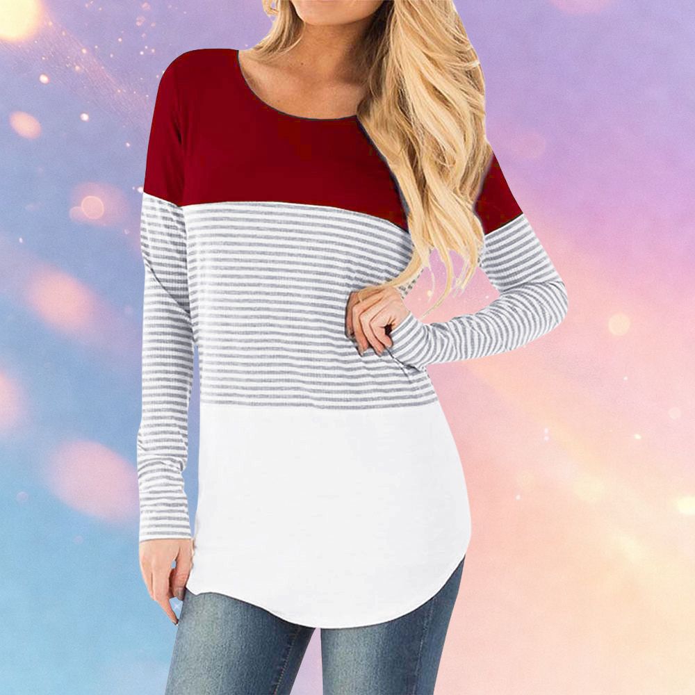 Mune's Cradle Long Sleeve Lift-Up Nursing Shirt - Striped Torso Detail