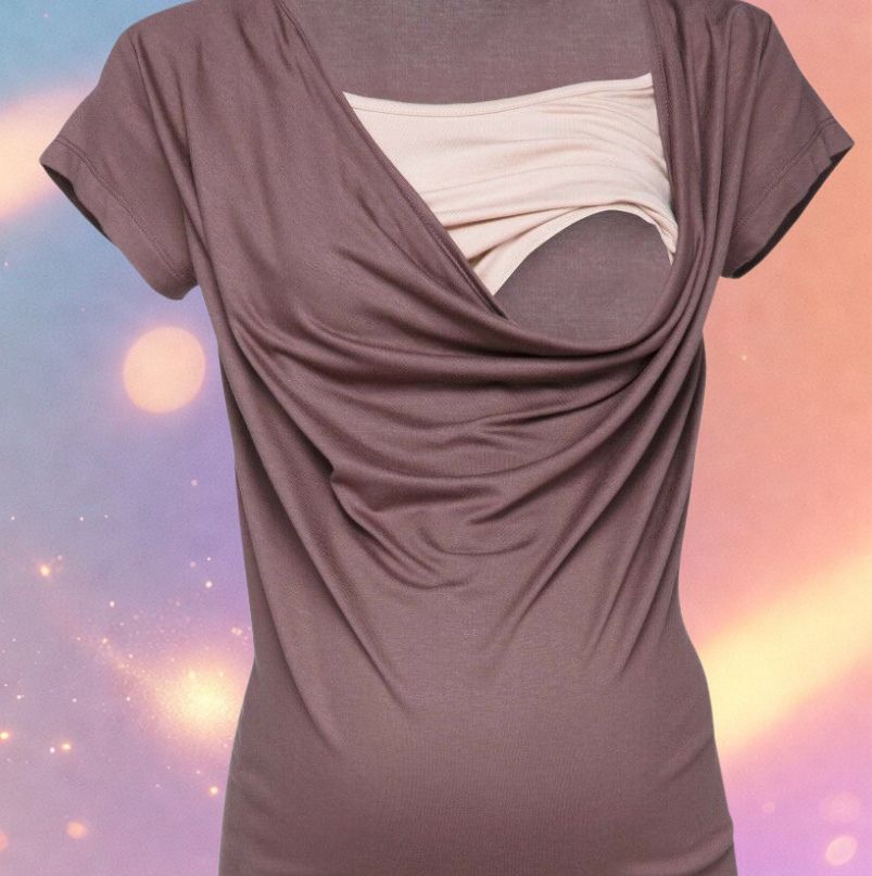Mune's Cradle V-Cut Pull-Down Breastfeeding & Pregnancy Shirt