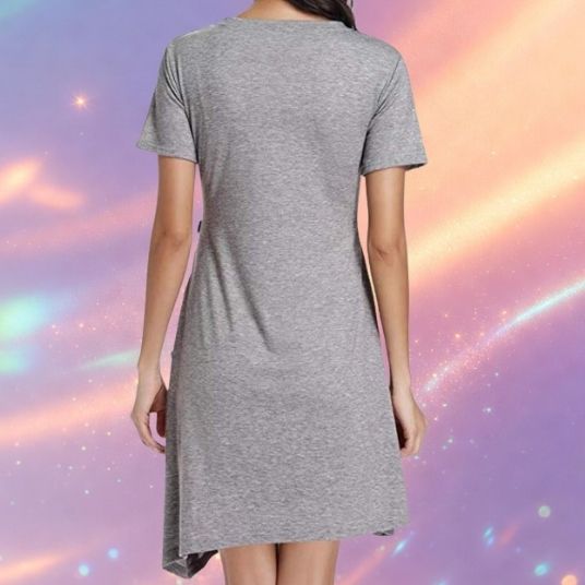 Mune's Cradle Asymmetric Knee Length Maternity Dress with Decorative Buttons