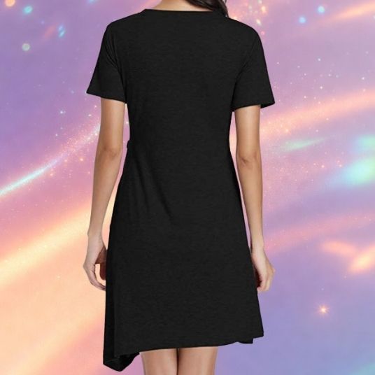 Mune's Cradle Asymmetric Knee Length Maternity Dress with Decorative Buttons