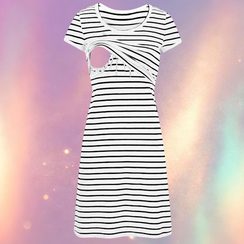 Mune's Cradle Pull-Up Striped Breastfeeding Dress