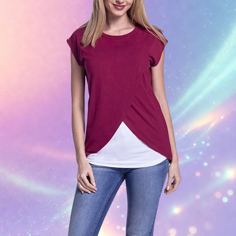 Mune's Cradle Lift-Up Breastfeeding Shirt – Tulip Style with White Inner Layer
