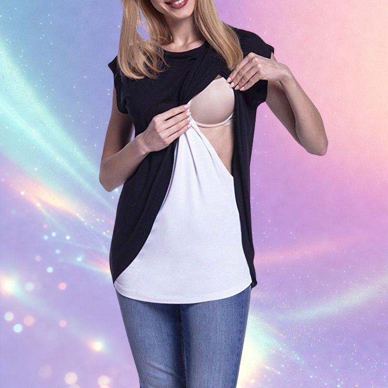 Mune's Cradle Lift-Up Breastfeeding Shirt – Tulip Style with White Inner Layer