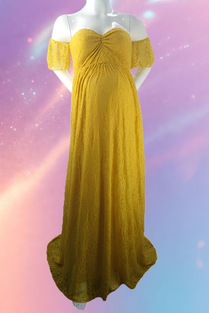 Mune's Cradle Lace Maternity Gown - Soft Flowy Pregnancy Dress