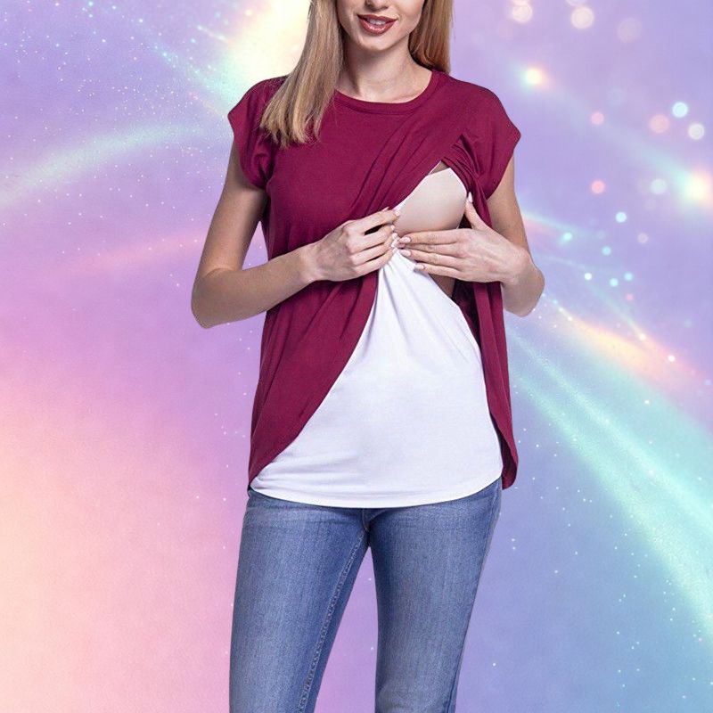 Mune's Cradle Lift-Up Breastfeeding Shirt – Tulip Style with White Inner Layer