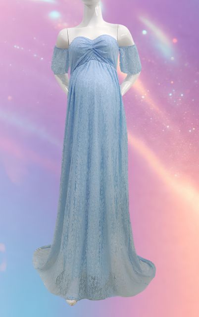 Mune's Cradle Lace Maternity Gown - Soft Flowy Pregnancy Dress