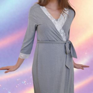Mune's Cradle Lace Trim Pull-Down Maternity & Breastfeeding Sleep Gown