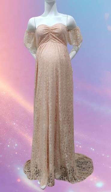 Mune's Cradle Lace Maternity Gown - Soft Flowy Pregnancy Dress