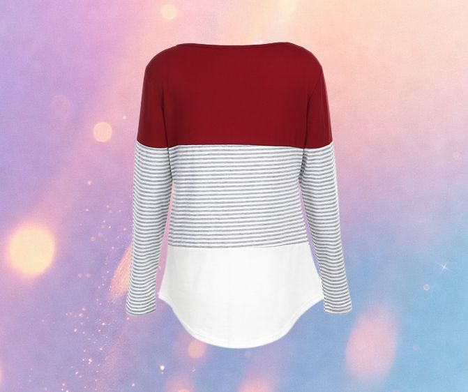 Mune's Cradle Long Sleeve Lift-Up Nursing Shirt - Striped Torso Detail