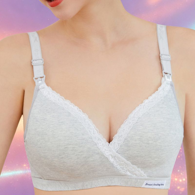 Mune's Cradle Nursing & Pumping Bra with Lace Trim - Soft Cotton Comfort
