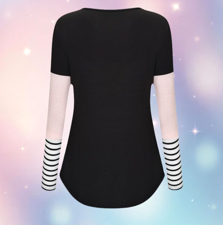 Mune's Cradle Long Sleeve Lift-Up Breastfeeding Shirt - Striped Sleeves & Torso