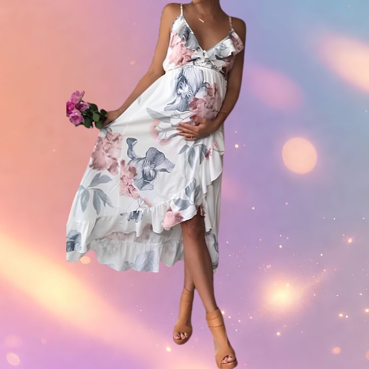 Mune's Cradle Floral Maternity Dress - Flowy Polyester Spring & Summer