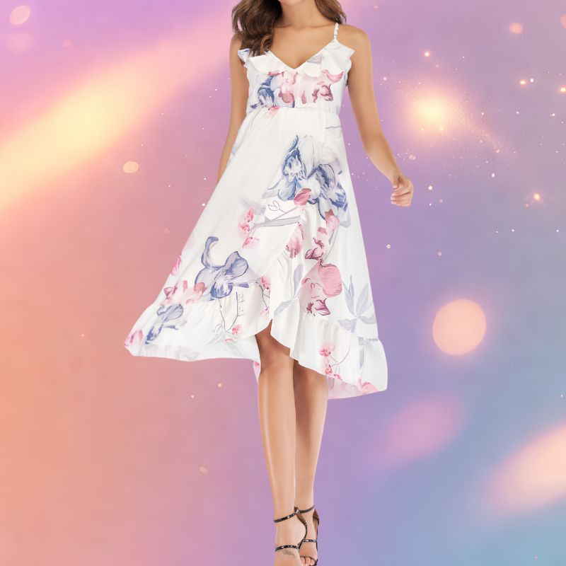 Mune's Cradle Floral Maternity Dress - Flowy Polyester Spring & Summer