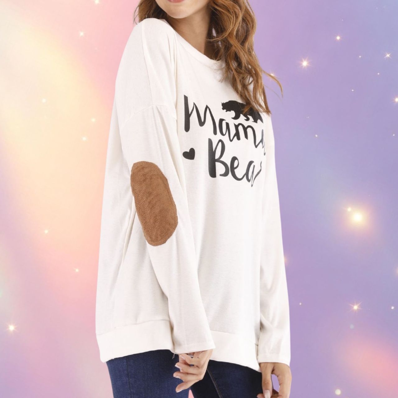 Mune's Cradle Mama Bear Women's Sweater with Elbow Patches – Cotton Blend