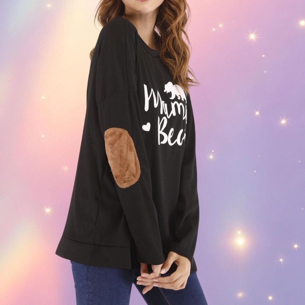 Mune's Cradle Mama Bear Women's Sweater with Elbow Patches – Cotton Blend