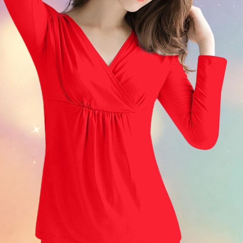 Mune's Cradle Long Sleeve V-Cut Modal Breastfeeding Shirt
