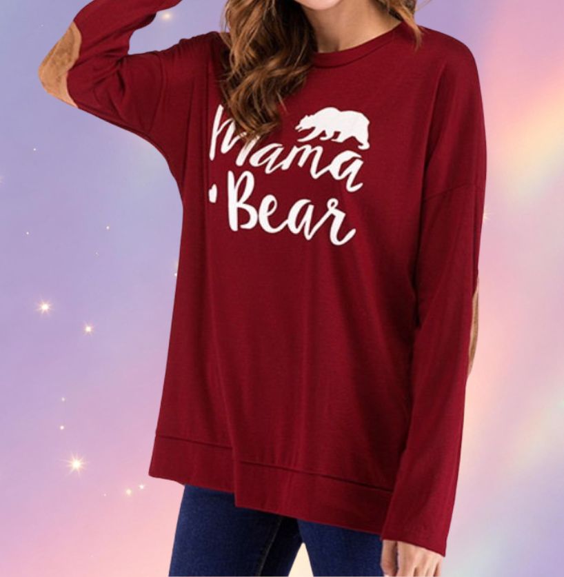 Mune's Cradle Mama Bear Women's Sweater with Elbow Patches – Cotton Blend