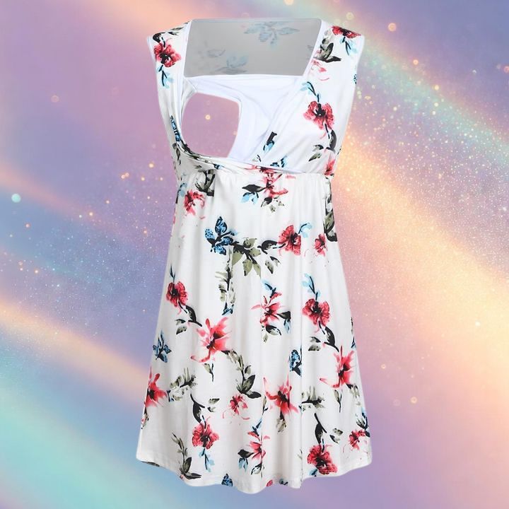 Mune's Cradle Pull-Over Breastfeeding Shirt – Floral Print with Belly Room