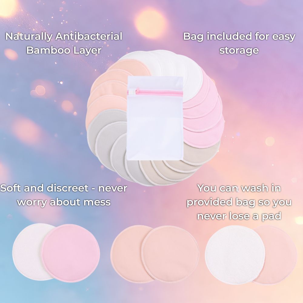Mune's Cradle Organic Bamboo Nursing Pads - Super Absorbent Leak-Proof 14-Pack