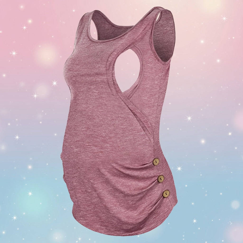 Mune's Cradle Pull-Over Nursing Tank Top - Cotton with Belly Room