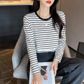 Mune's Cradle Striped Lift Up Breastfeeding Shirt - Soft Cotton Nursing Top