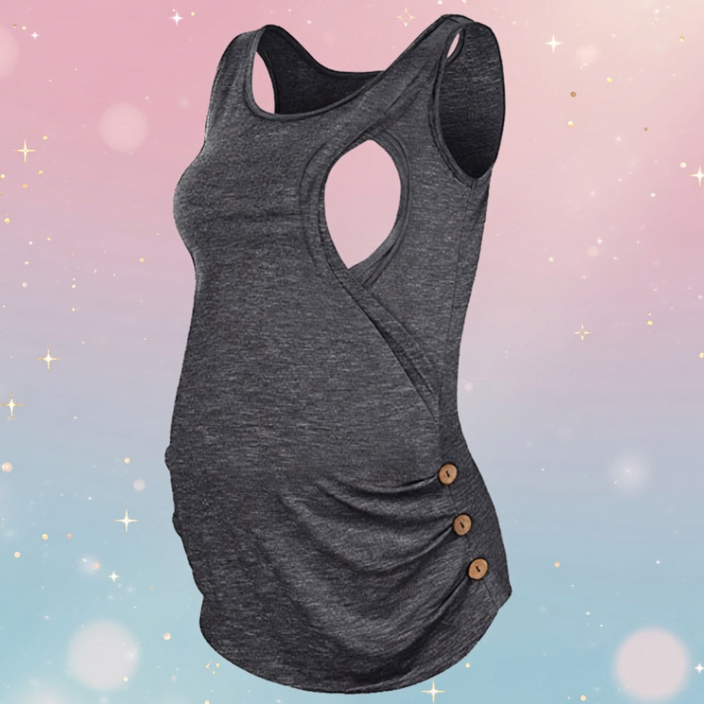 Mune's Cradle Pull-Over Nursing Tank Top - Cotton with Belly Room