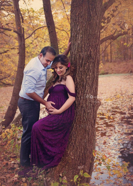 Mune's Cradle Lace Maternity Gown - Soft Flowy Pregnancy Dress