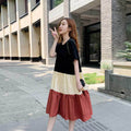Mune's Cradle Loose Fit Below Knee Color Block Maternity Dress