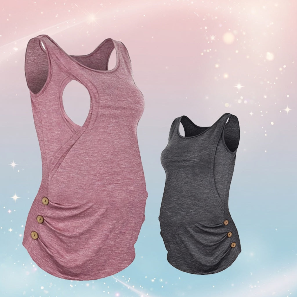 Mune's Cradle Pull-Over Nursing Tank Top - Cotton with Belly Room